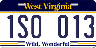 WV license plate 1SO013