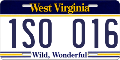 WV license plate 1SO016