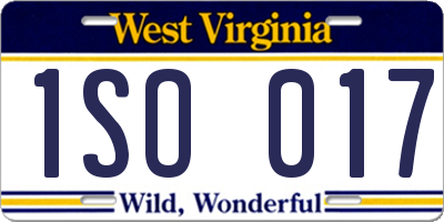 WV license plate 1SO017