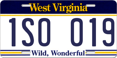WV license plate 1SO019