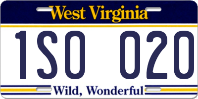 WV license plate 1SO020