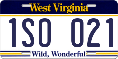 WV license plate 1SO021