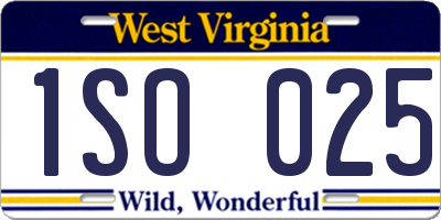 WV license plate 1SO025