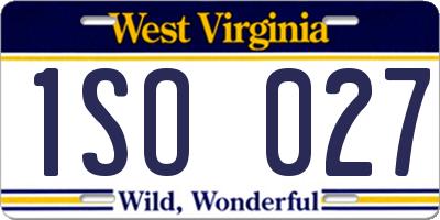 WV license plate 1SO027