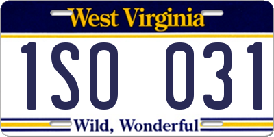 WV license plate 1SO031