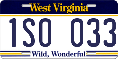 WV license plate 1SO033