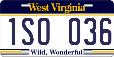 WV license plate 1SO036