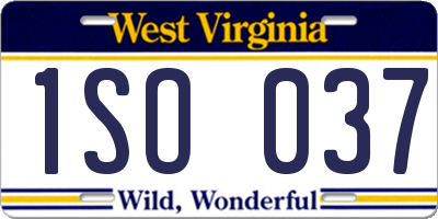 WV license plate 1SO037