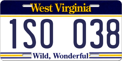 WV license plate 1SO038