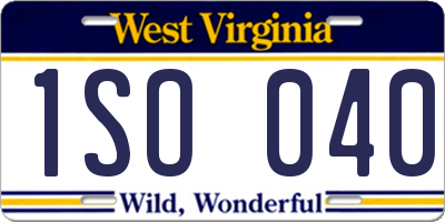 WV license plate 1SO040