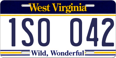 WV license plate 1SO042