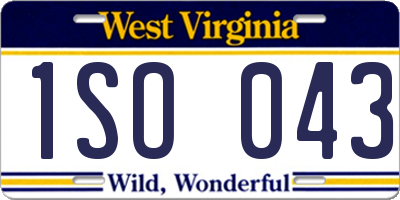 WV license plate 1SO043
