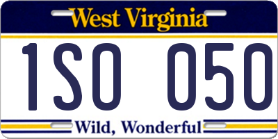 WV license plate 1SO050
