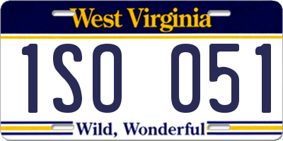 WV license plate 1SO051