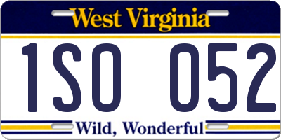 WV license plate 1SO052