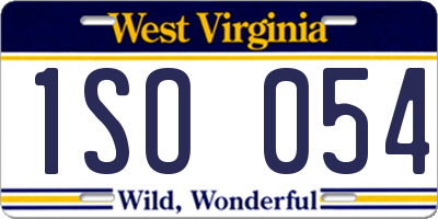 WV license plate 1SO054