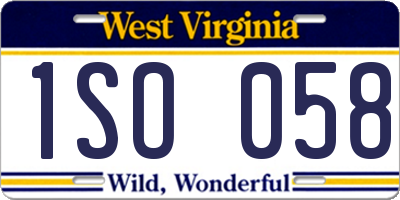 WV license plate 1SO058