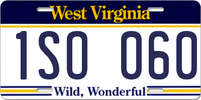 WV license plate 1SO060