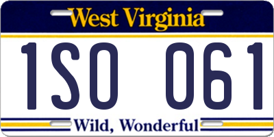 WV license plate 1SO061
