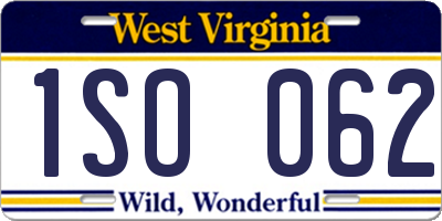 WV license plate 1SO062