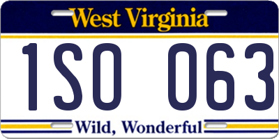 WV license plate 1SO063