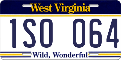 WV license plate 1SO064