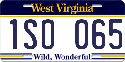 WV license plate 1SO065