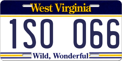 WV license plate 1SO066