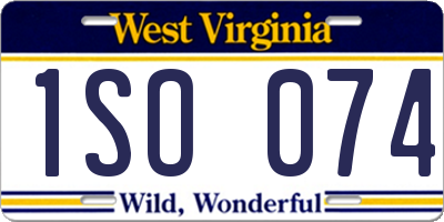 WV license plate 1SO074