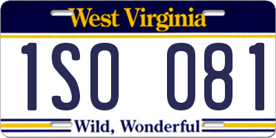 WV license plate 1SO081