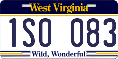 WV license plate 1SO083