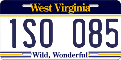 WV license plate 1SO085