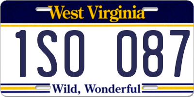 WV license plate 1SO087