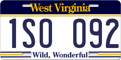 WV license plate 1SO092