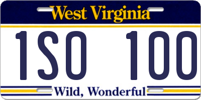 WV license plate 1SO100