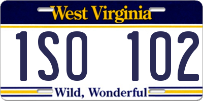 WV license plate 1SO102