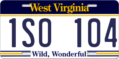 WV license plate 1SO104