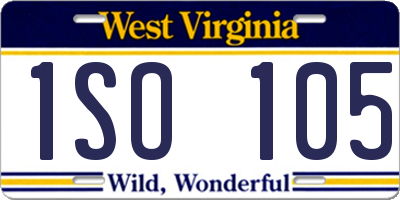 WV license plate 1SO105