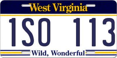 WV license plate 1SO113