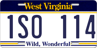 WV license plate 1SO114
