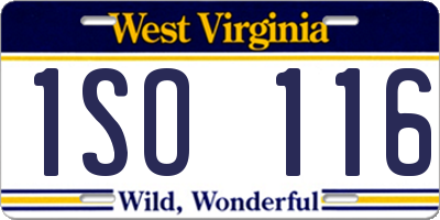 WV license plate 1SO116