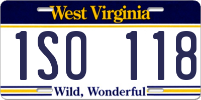WV license plate 1SO118