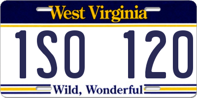 WV license plate 1SO120