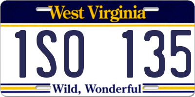 WV license plate 1SO135