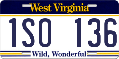 WV license plate 1SO136