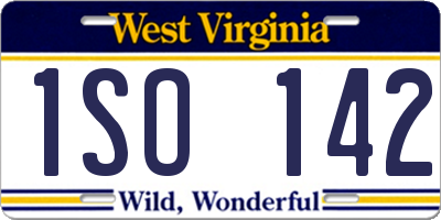 WV license plate 1SO142