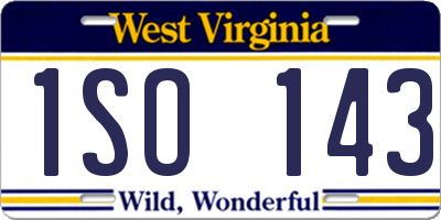 WV license plate 1SO143