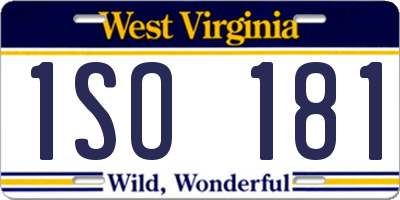 WV license plate 1SO181