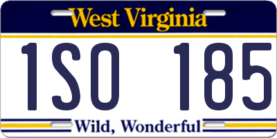 WV license plate 1SO185