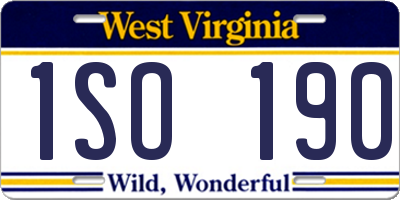 WV license plate 1SO190